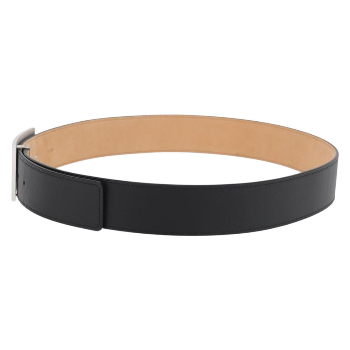 LOUIS VUITTON Ceinture Belt Leather 45.7"" Black LV Auth BA12472A