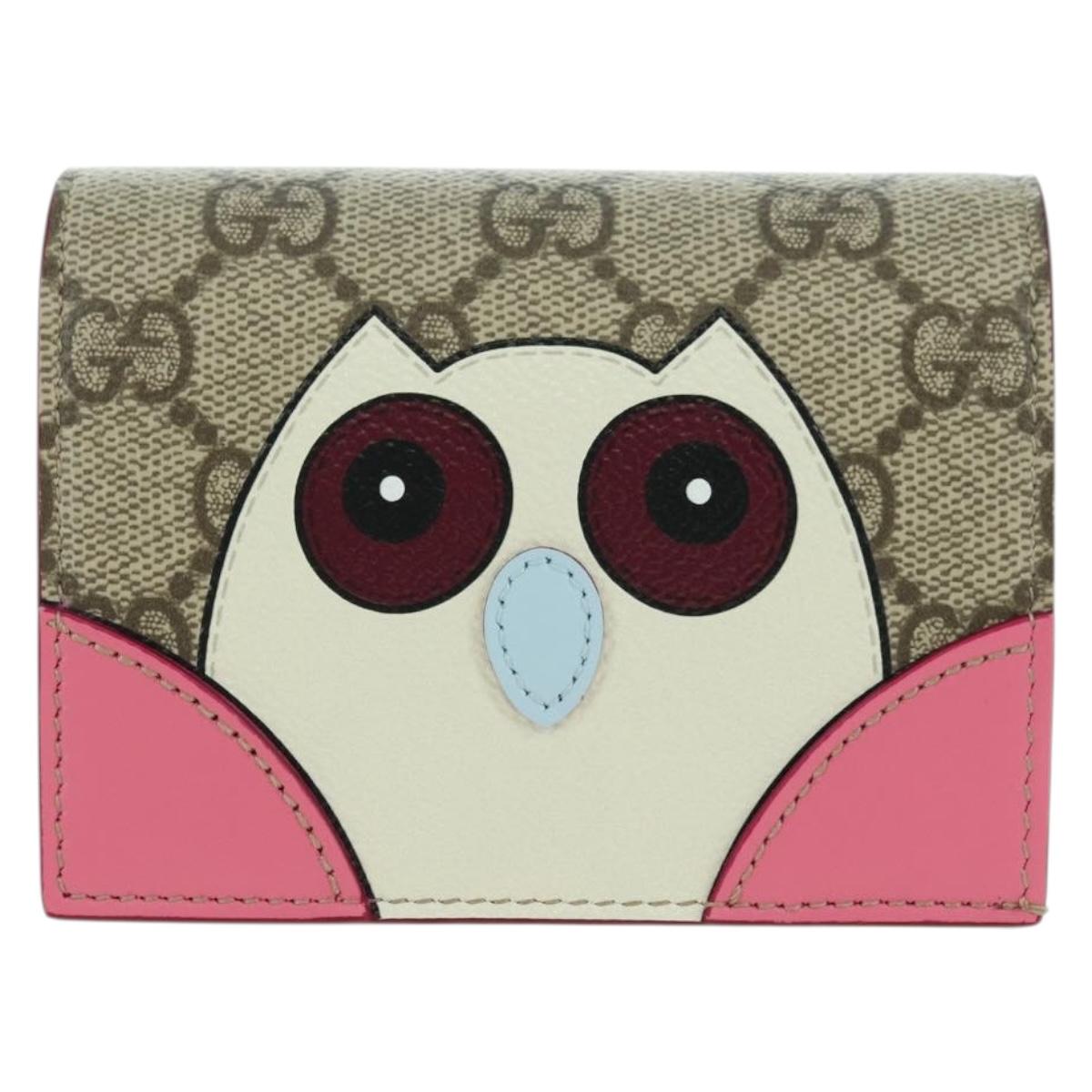 GUCCI GG Supreme Bifold Wallet PVC Beige Gold 818767 Auth BA12475M