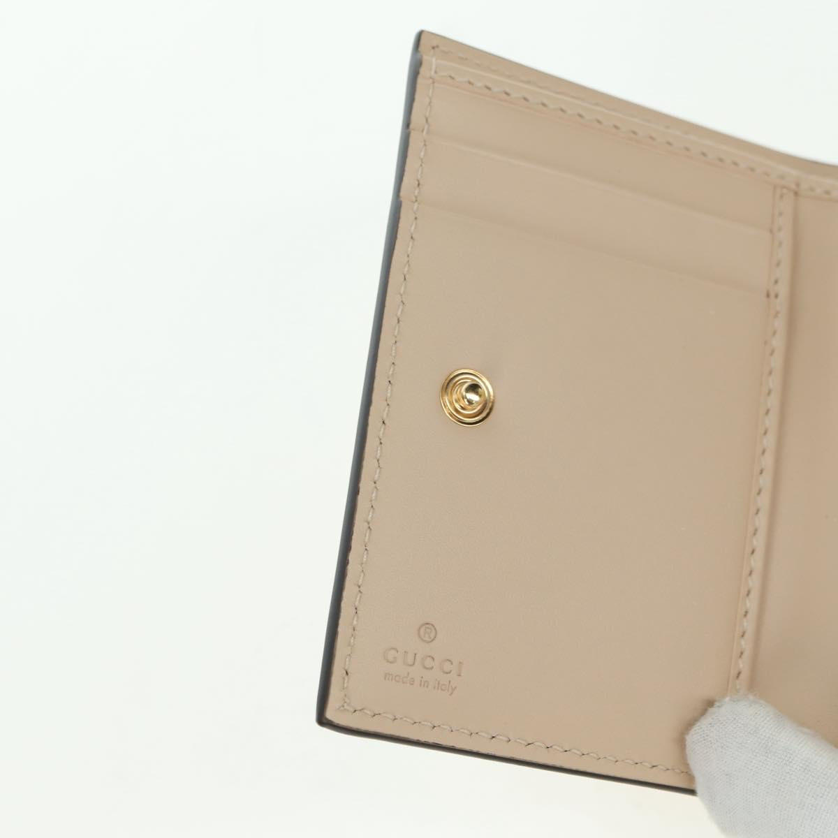 GUCCI GG Canvas Trifold Wallet Leather Beige Gold 772793 Auth BA12477M