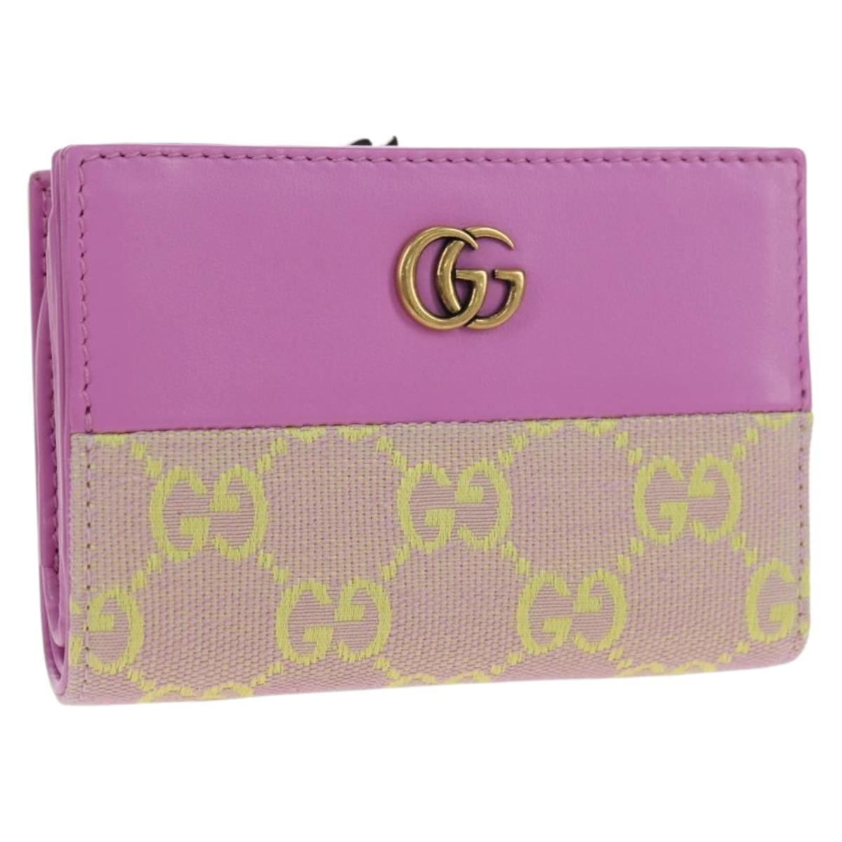 GUCCI GG Canvas Bifold Wallet Pink Gold 783121 Auth BA12478M