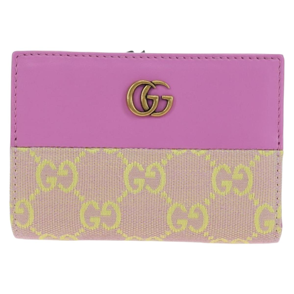 GUCCI GG Canvas Bifold Wallet Pink Gold 783121 Auth BA12478M