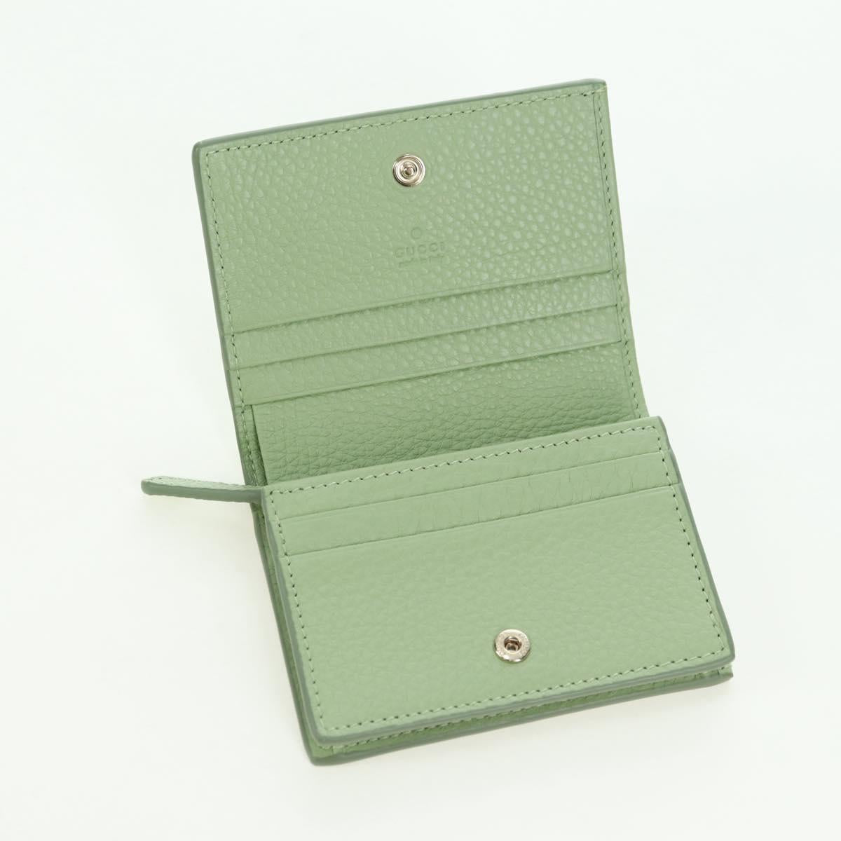 GUCCI GG Canvas Guccissima Bifold Wallet Leather Green Gold 815901 Auth BA12479M