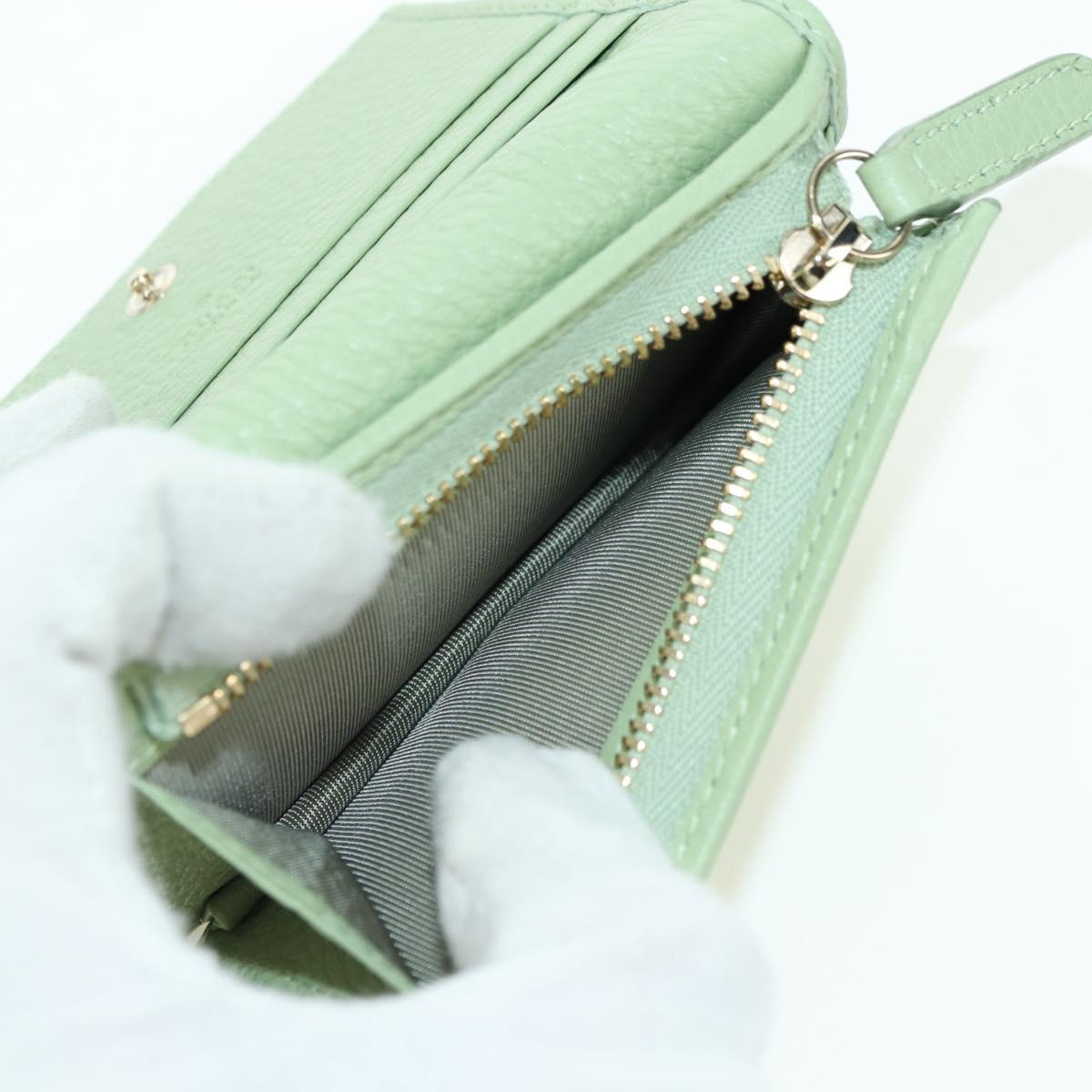 GUCCI GG Canvas Guccissima Bifold Wallet Leather Green Gold 815901 Auth BA12479M