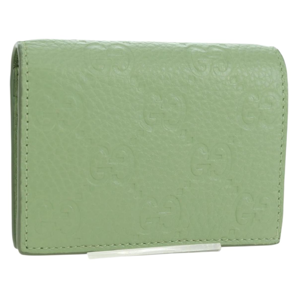 GUCCI GG Canvas Guccissima Bifold Wallet Leather Green Gold 815901 Auth BA12479M