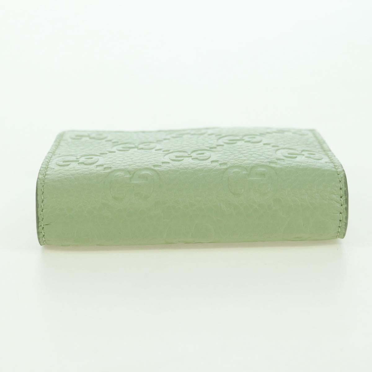GUCCI GG Canvas Guccissima Bifold Wallet Leather Green Gold 815901 Auth BA12479M