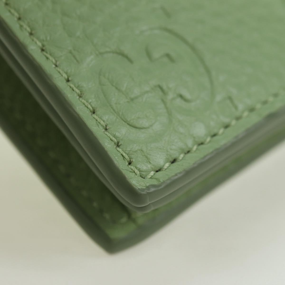 GUCCI GG Canvas Guccissima Bifold Wallet Leather Green Gold 815901 Auth BA12479M