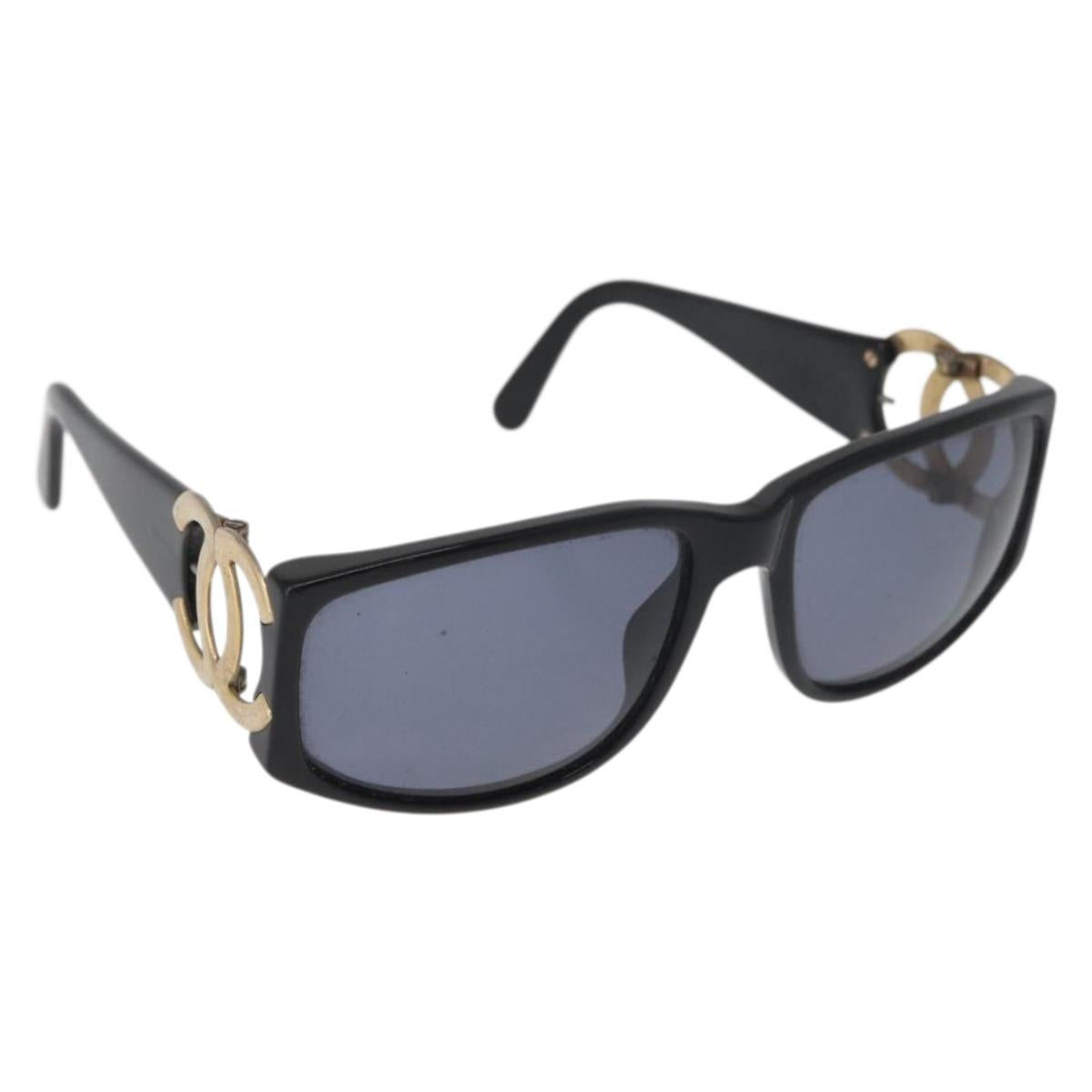 CHANEL Sunglasses plastic Black CC Auth BA12482