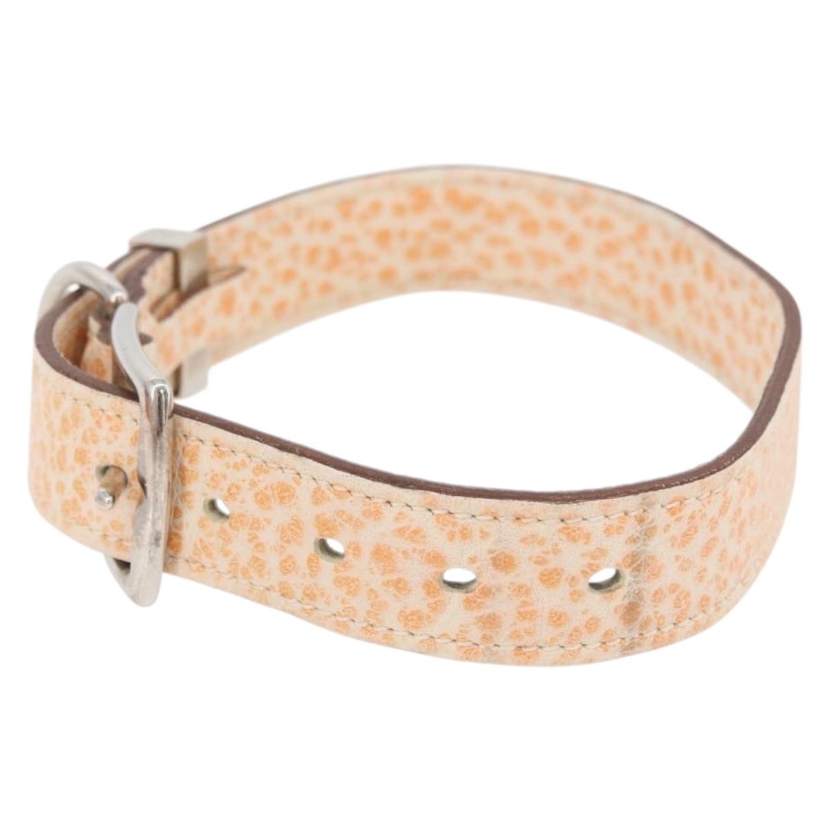 HERMES Collar Dog Leash Leather Orange Silver LV Auth BA12490V