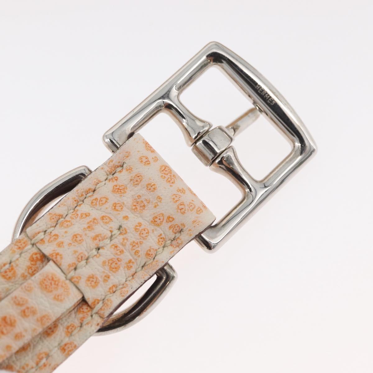 HERMES Collar Dog Leash Leather Orange Silver LV Auth BA12490V