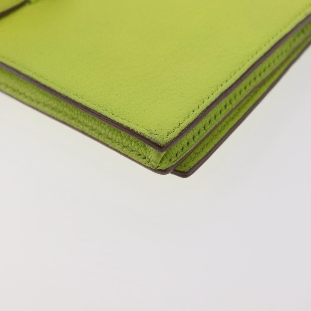 HERMES Bearn Soufflet Wallet Leather Green Auth BA12491A