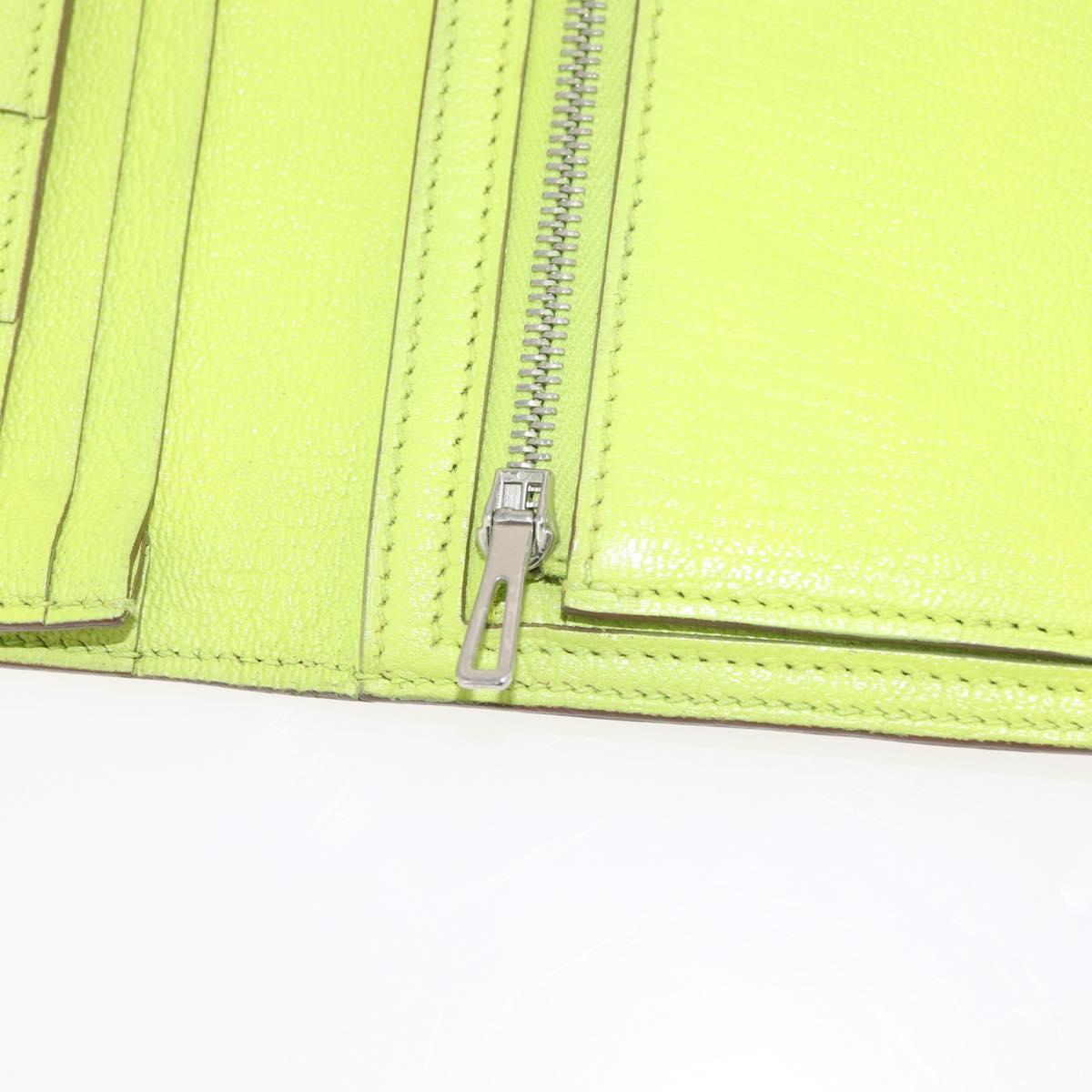 HERMES Bearn Soufflet Wallet Leather Green Auth BA12491A