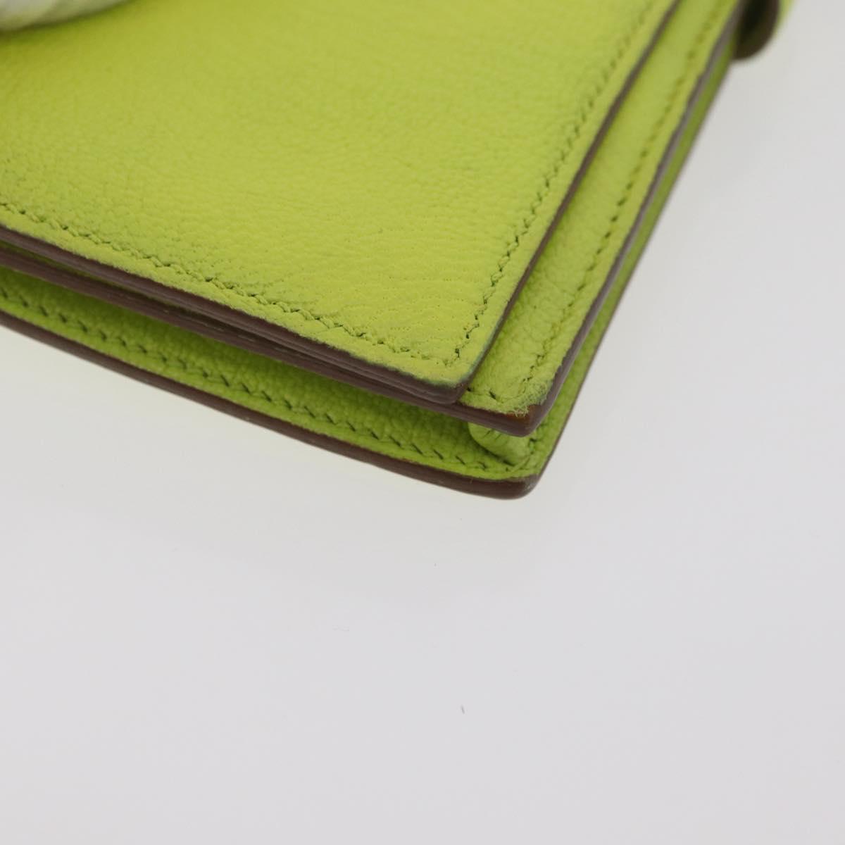 HERMES Bearn Soufflet Wallet Leather Green Auth BA12491A