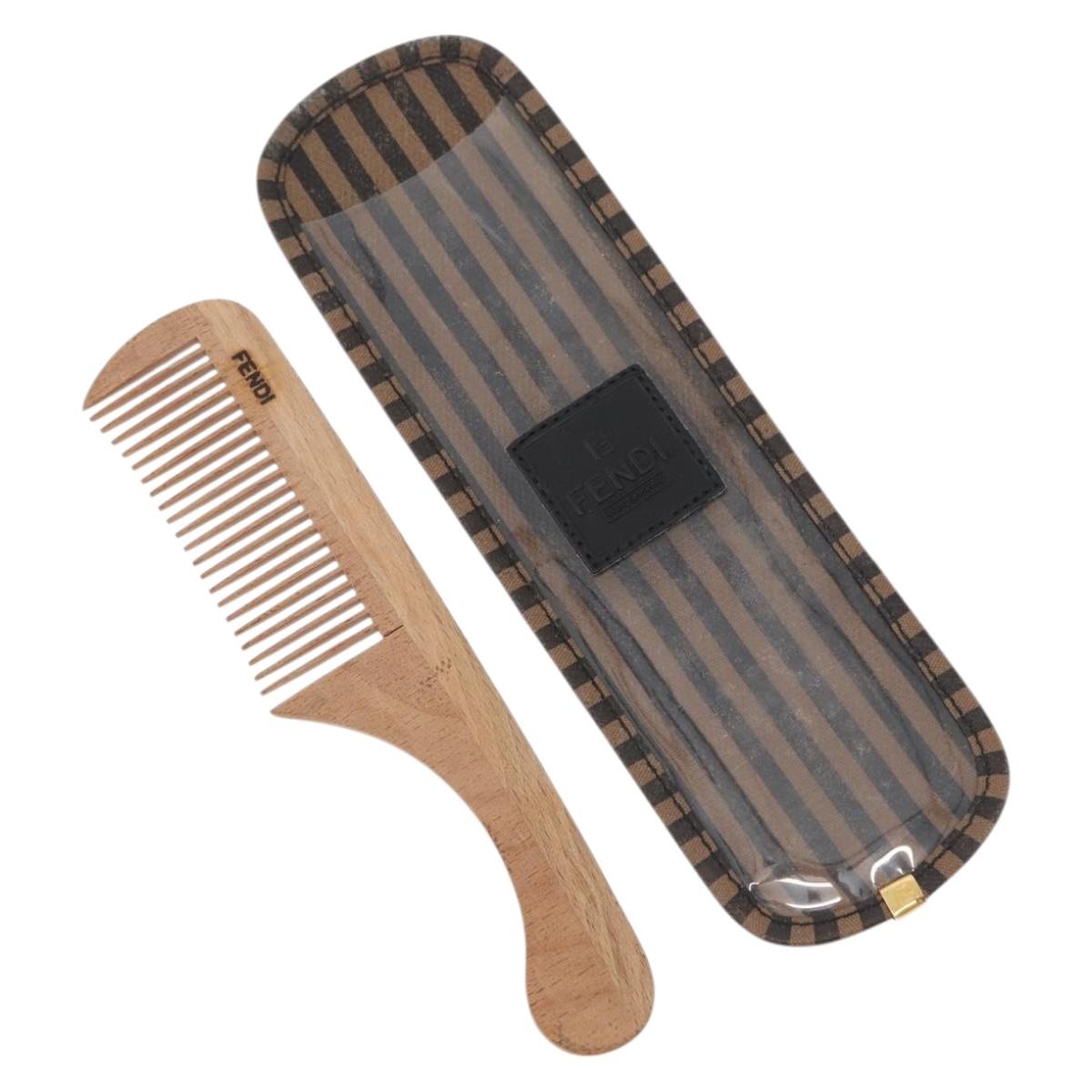 FENDI Pecan Canvas Comb Wood Brown Auth BA12492A