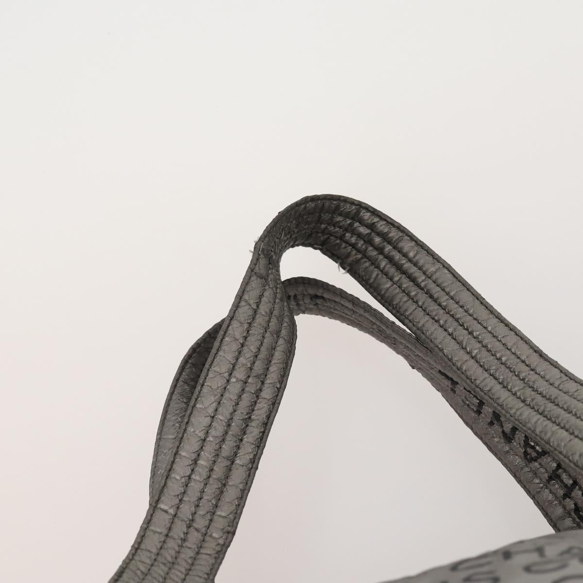 CHANEL Tote Bag Nylon 2 Set Silver Beige CC Auth BA12495