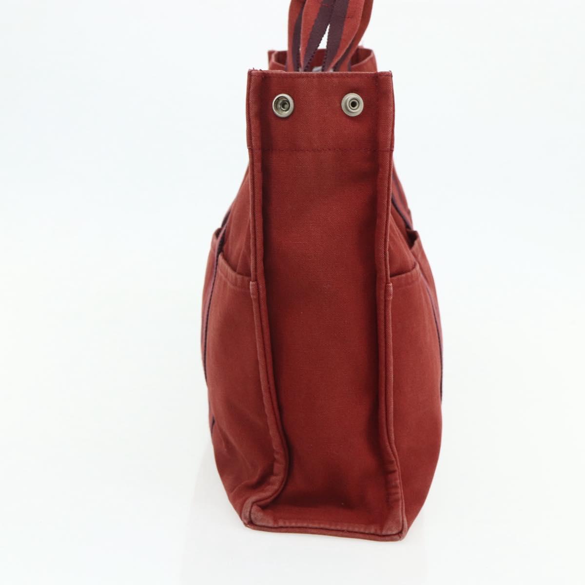 HERMES Fourre Tout Hand Bag Cotton 2 Set Red Green Auth BA12496