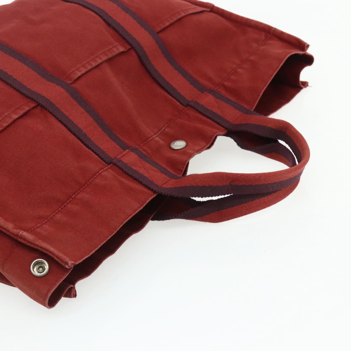 HERMES Fourre Tout Hand Bag Cotton 2 Set Red Green Auth BA12496