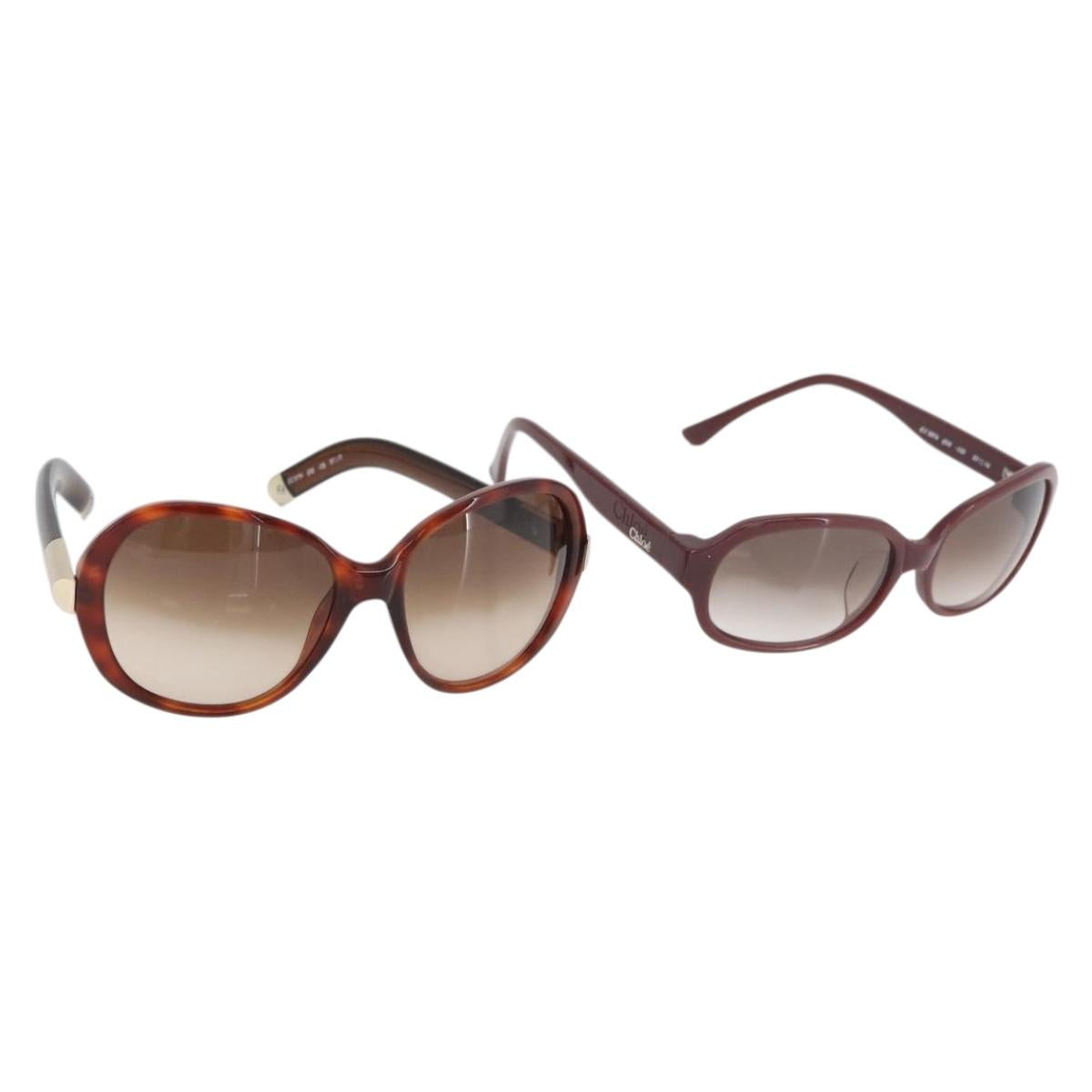 Chloe Sunglasses plastic 2 Set Brown Bordeaux Auth BA12498