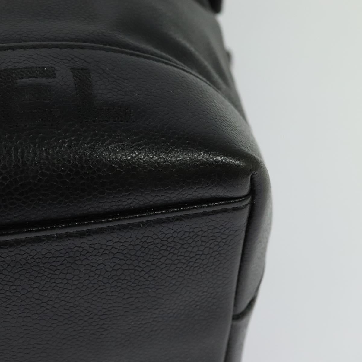 CHANEL Shoulder Bag Caviar Skin Black Silver CC Auth BA125