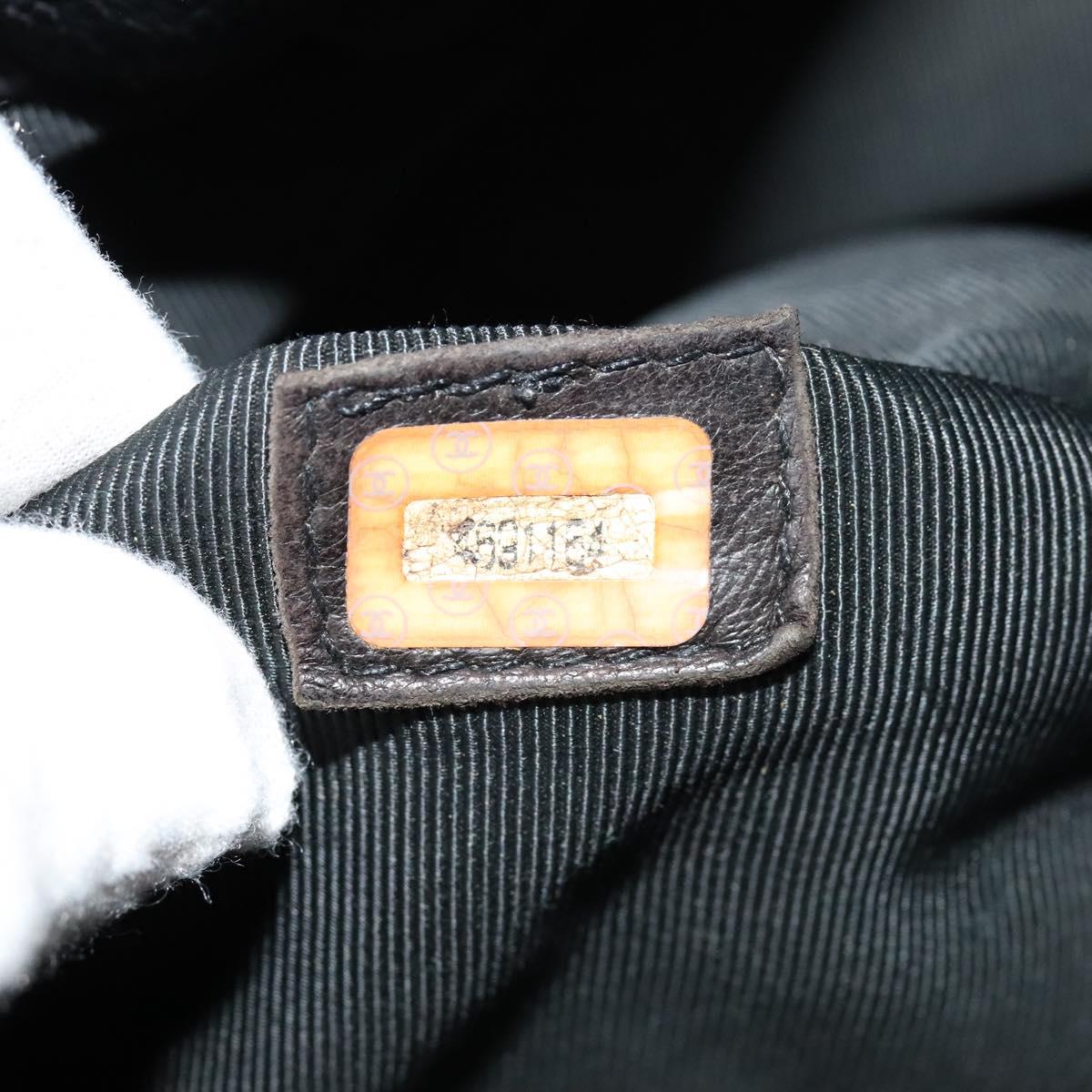 CHANEL Shoulder Bag Caviar Skin Black Silver CC Auth BA125