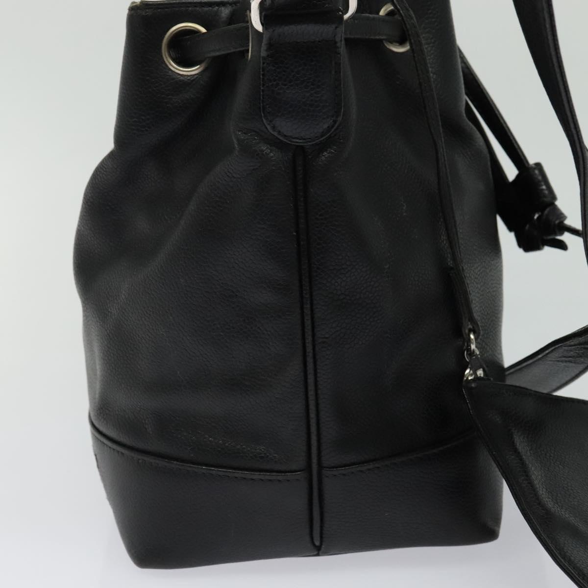 CHANEL Shoulder Bag Caviar Skin Black Silver CC Auth BA125