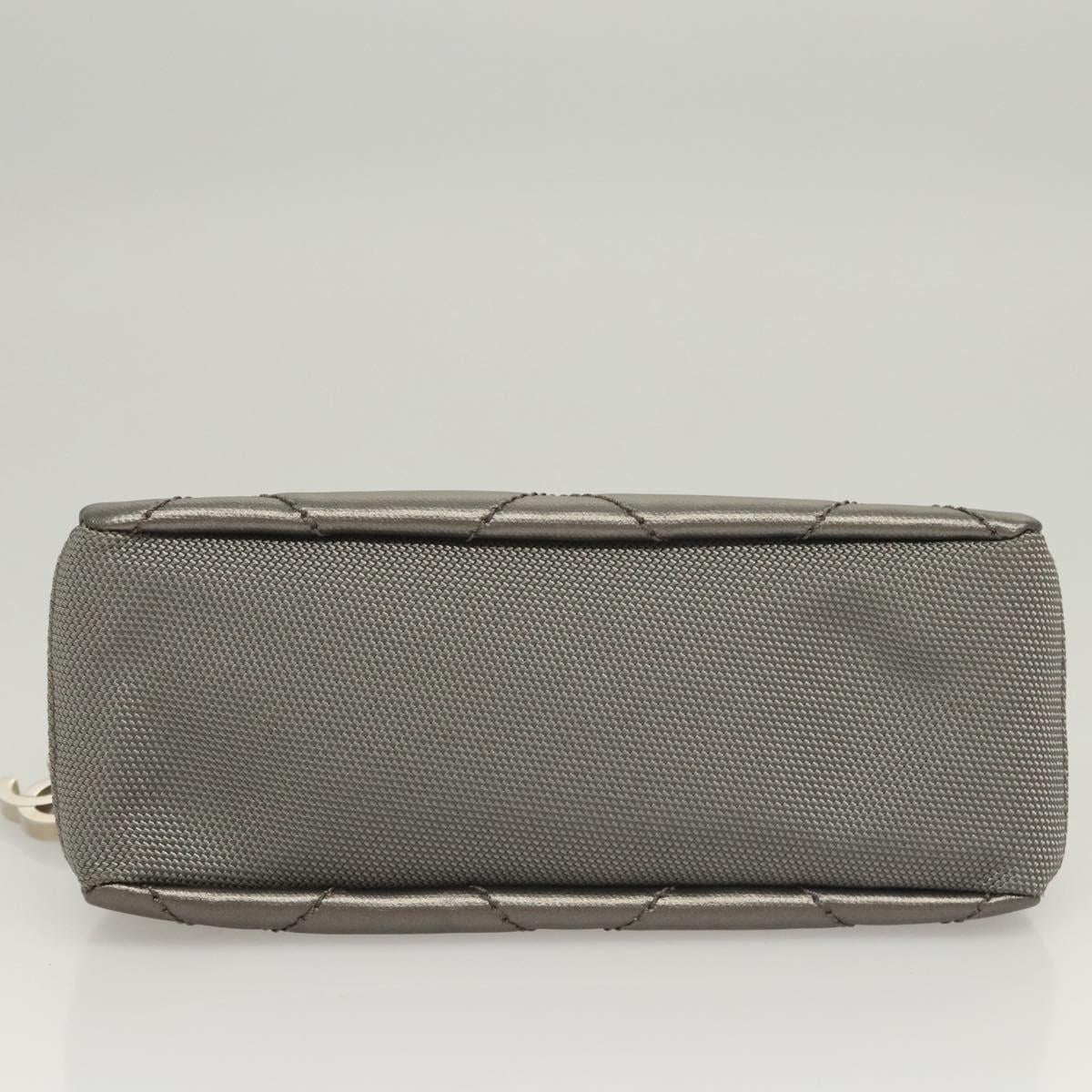 CHANEL Bicolore Pouch PVC Leather Gray CC Auth BA1250