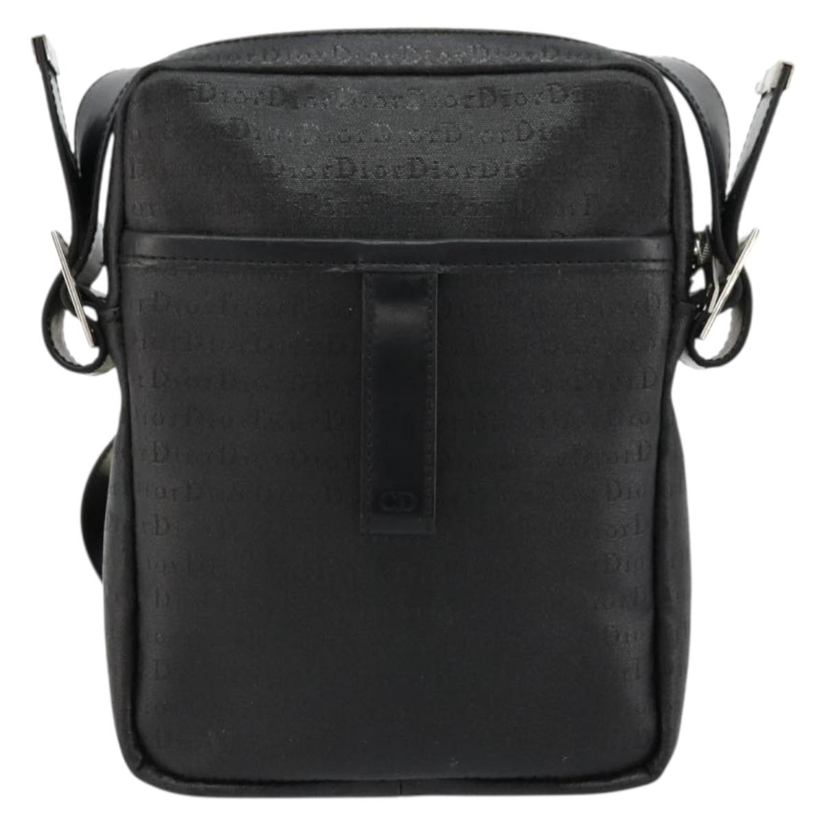 Christian Dior Shoulder Bag Coated Canvas Black Silver Auth BA12508A