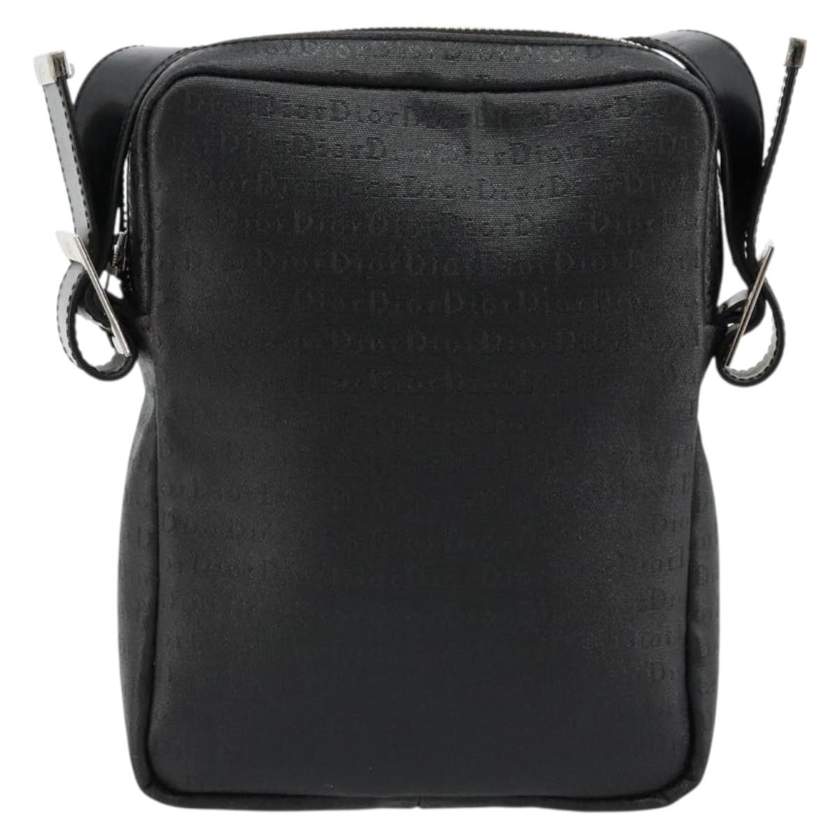 Christian Dior Shoulder Bag Coated Canvas Black Silver Auth BA12508A