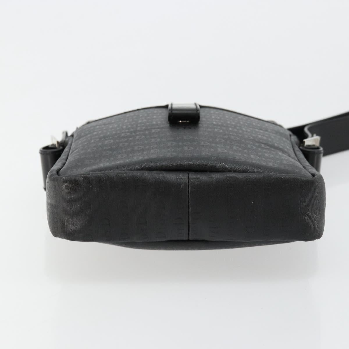 Christian Dior Shoulder Bag Coated Canvas Black Silver Auth BA12508A