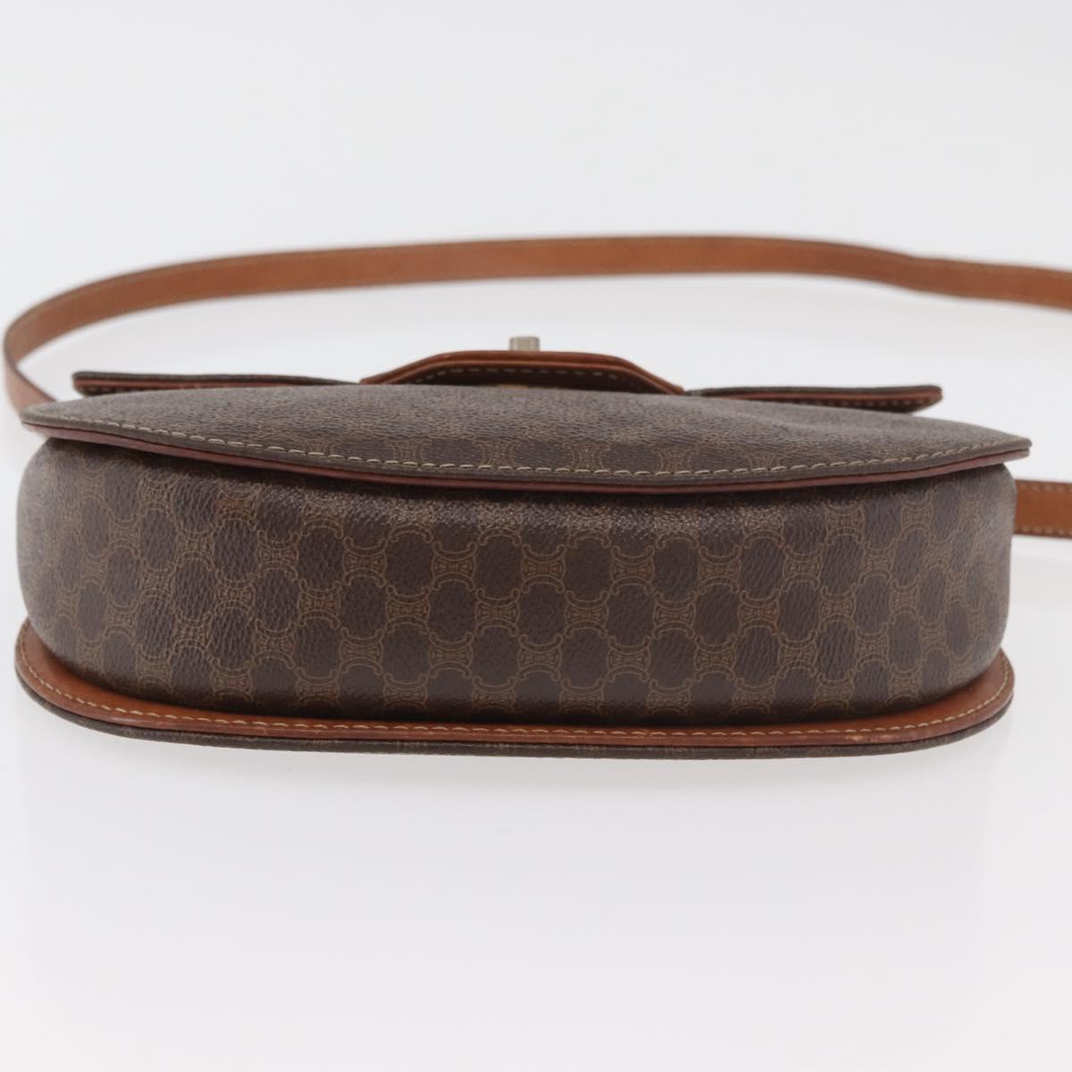 CELINE Macadam Canvas Hand Bag PVC Leather 2way Brown Gold Auth BA12509
