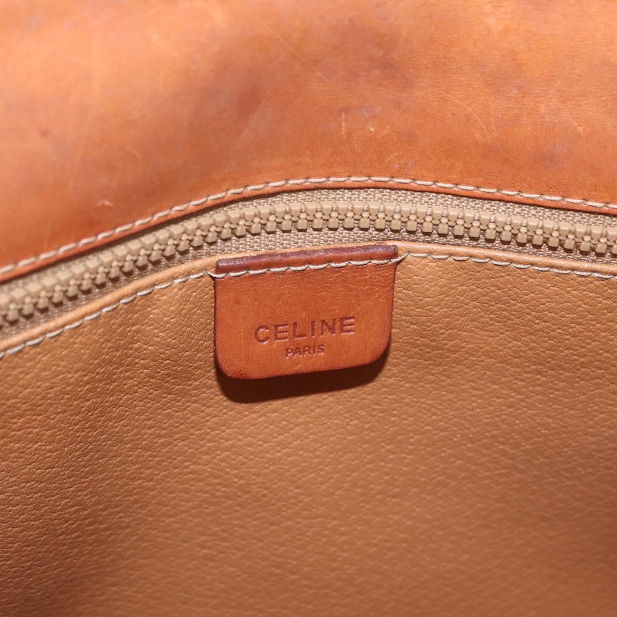 CELINE Macadam Canvas Hand Bag PVC Leather 2way Brown Gold Auth BA12509