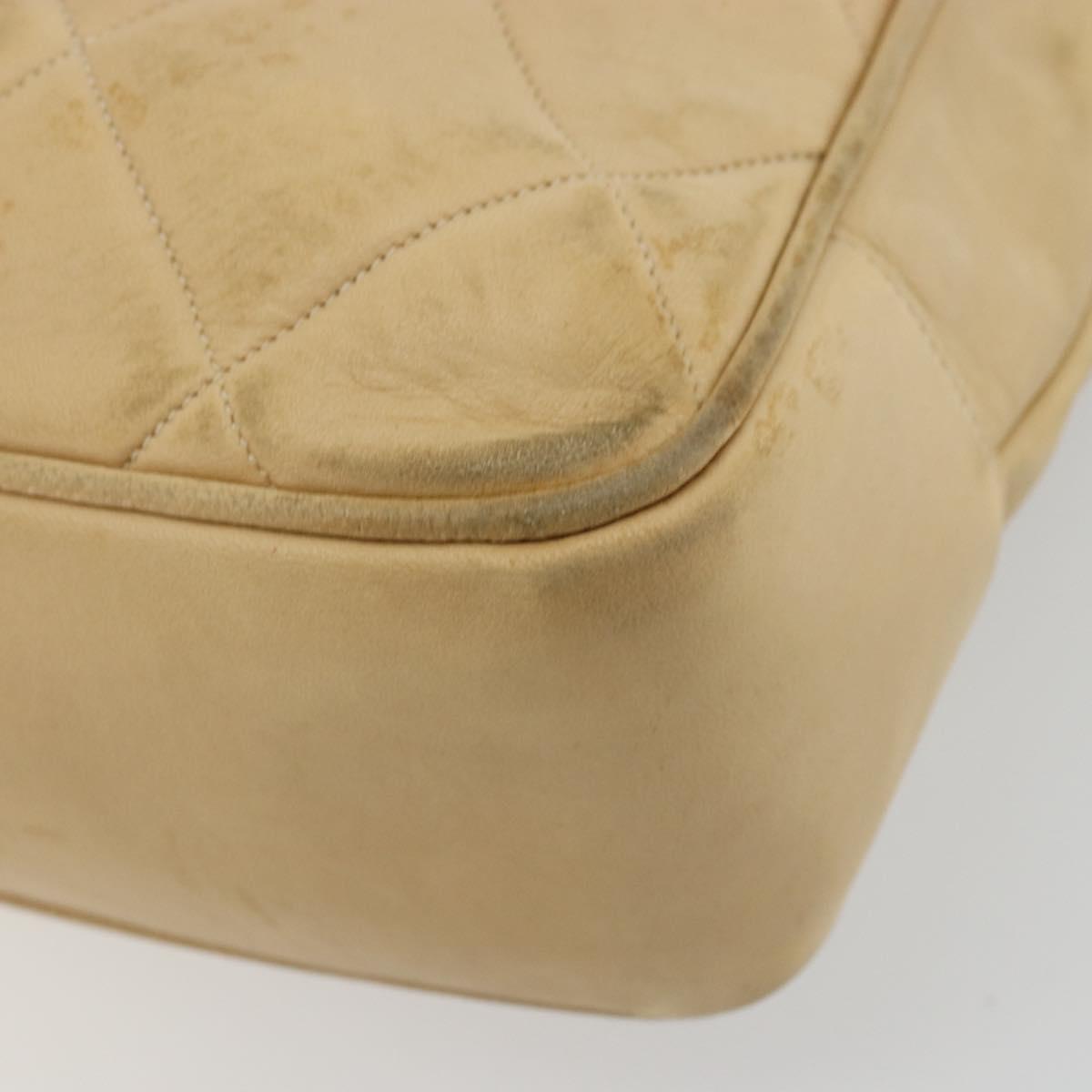 CHANEL Matelasse Hand Bag Lamb Skin Beige CC Auth BA12511