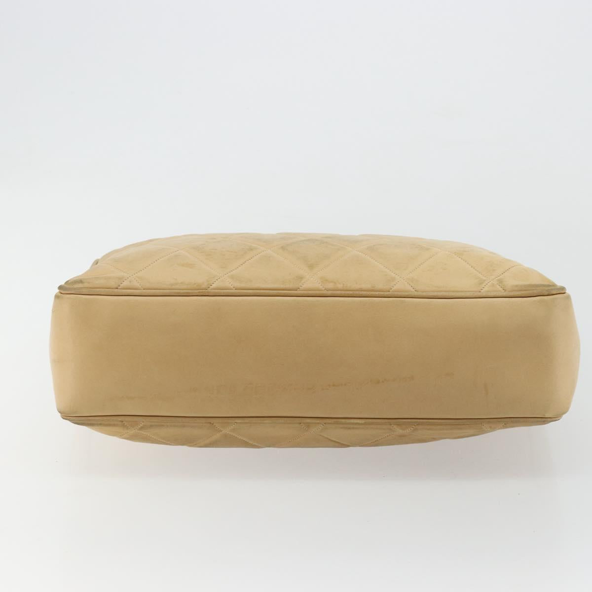 CHANEL Matelasse Hand Bag Lamb Skin Beige CC Auth BA12511