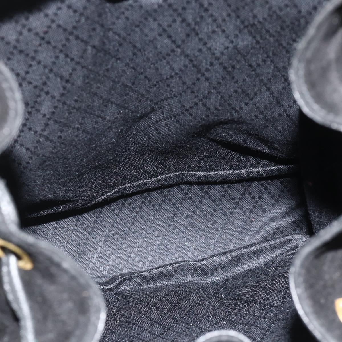 GUCCI Bamboo Backpack Suede Leather Black Gold Auth BA12515