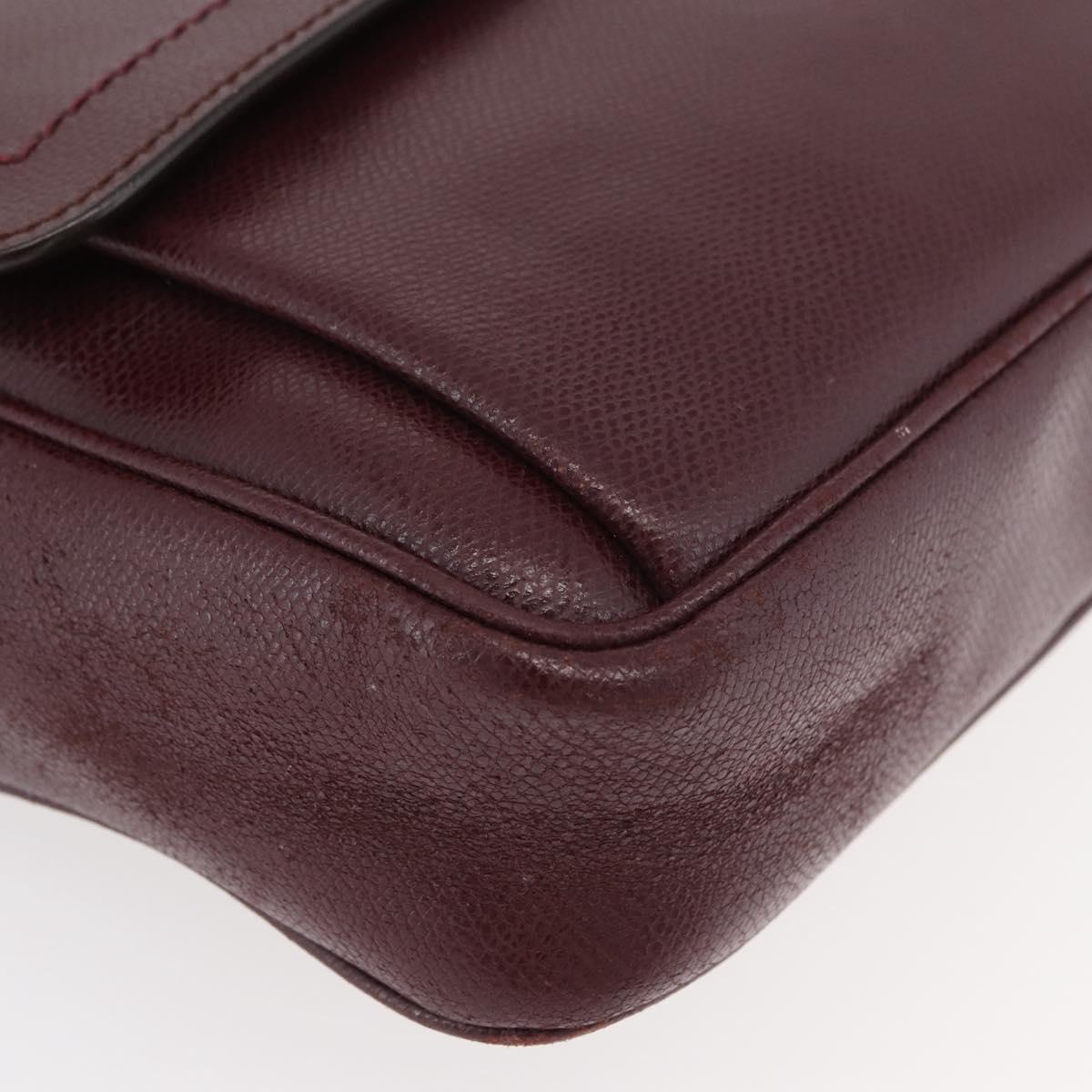 Salvatore Ferragamo Shoulder Bag Leather Bordeaux Silver Auth BA12518