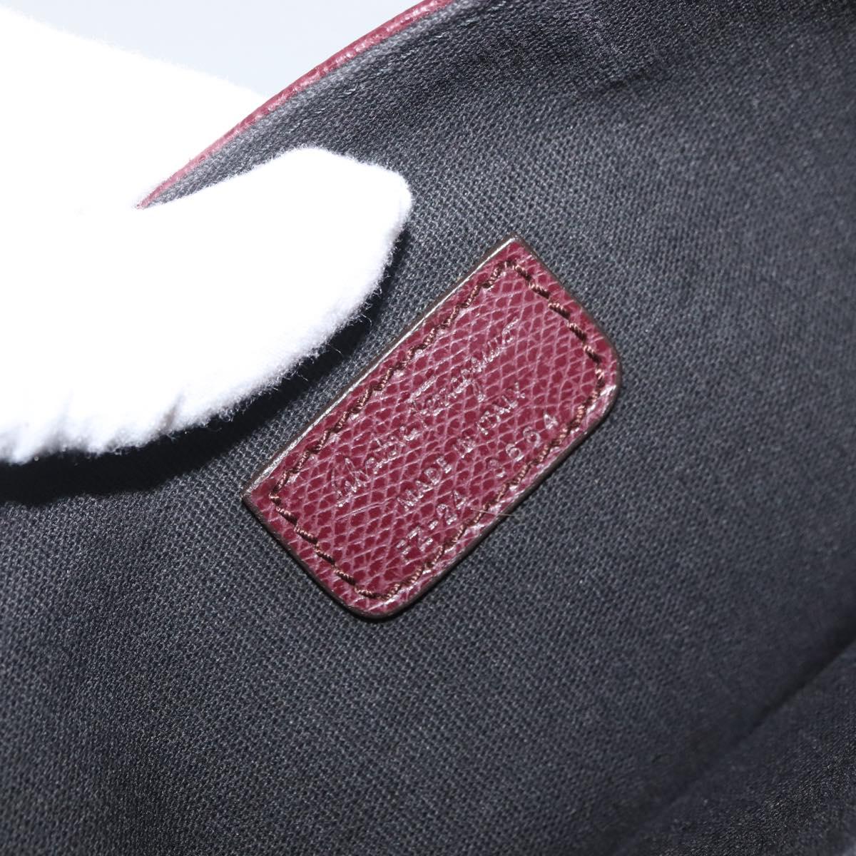 Salvatore Ferragamo Shoulder Bag Leather Bordeaux Silver Auth BA12518