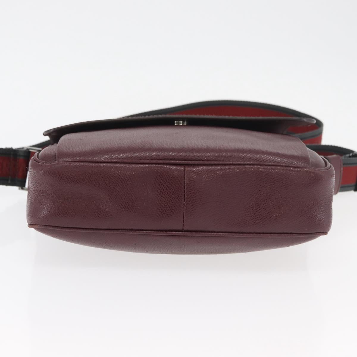 Salvatore Ferragamo Shoulder Bag Leather Bordeaux Silver Auth BA12518