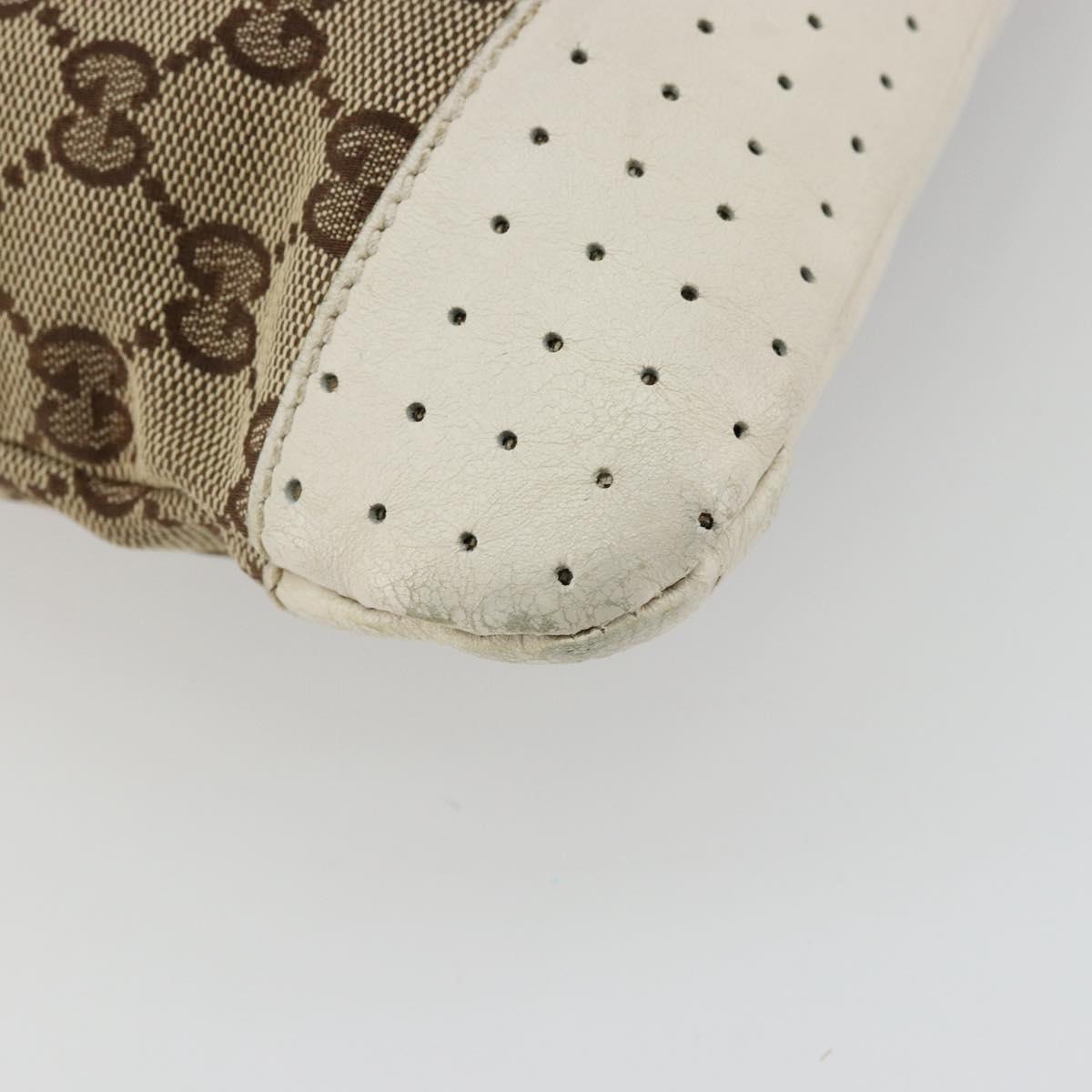 GUCCI GG Canvas Shoulder Bag Beige Silver 145857 Auth BA12521