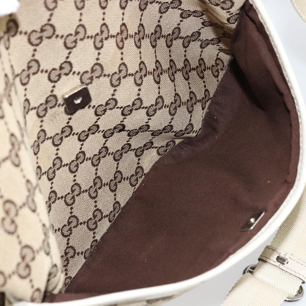 GUCCI GG Canvas Shoulder Bag Beige Silver 145857 Auth BA12521