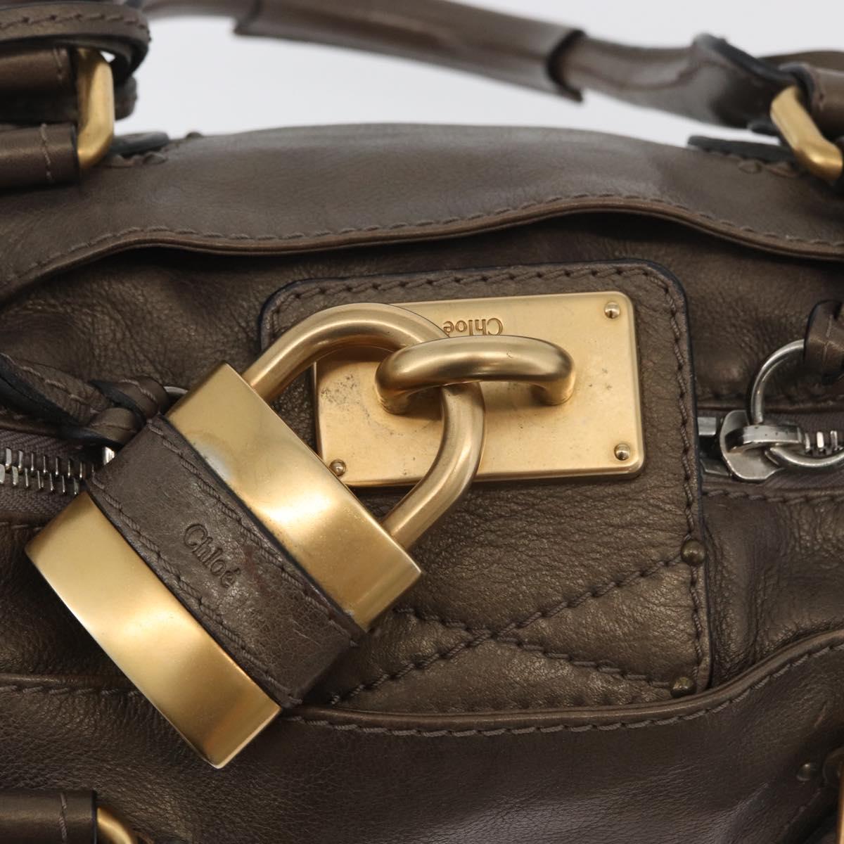 Chloe Paddington Hand Bag Leather Gold Silver Auth BA12531A
