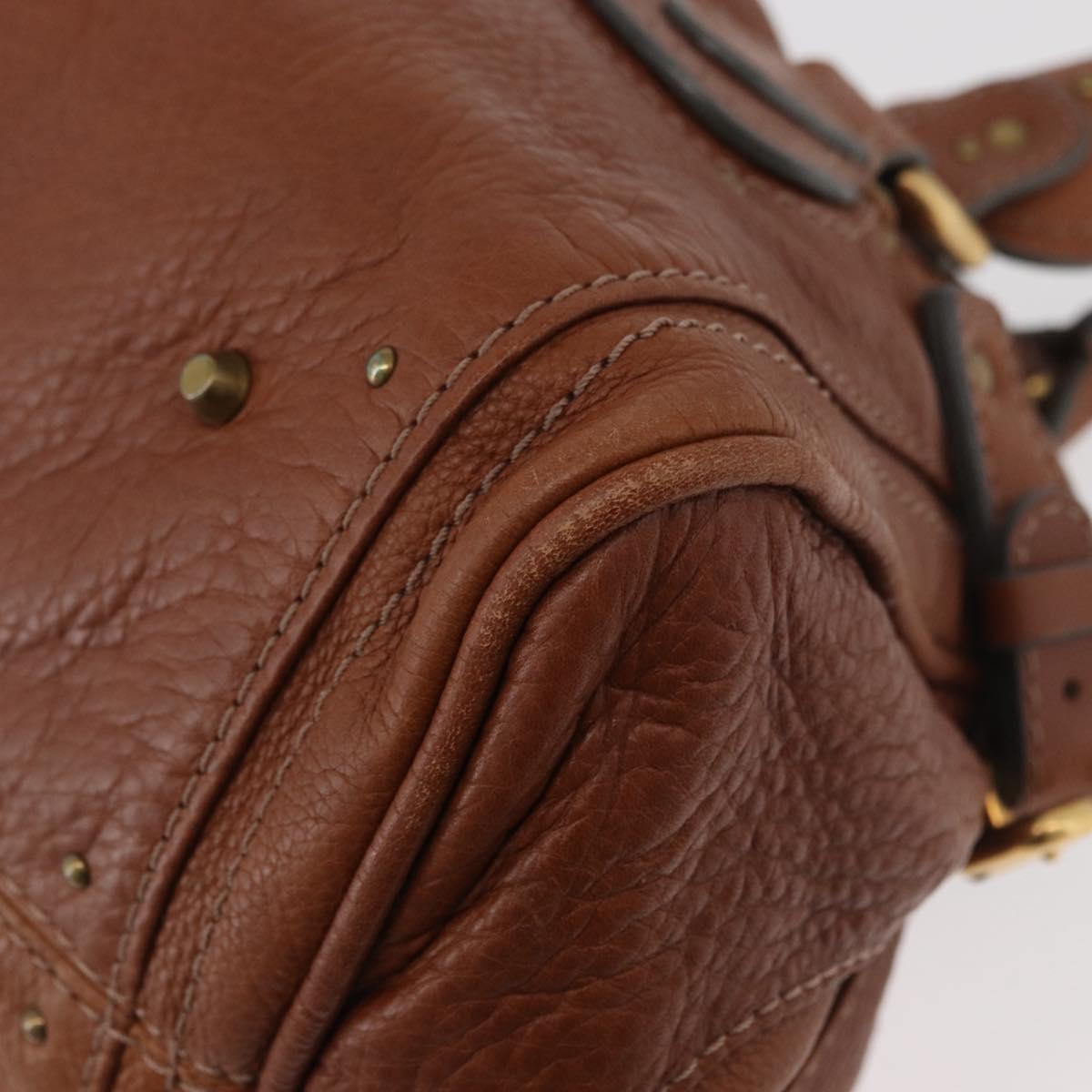 Chloe Paddington Hand Bag Leather Brown Silver gold Auth BA12532A
