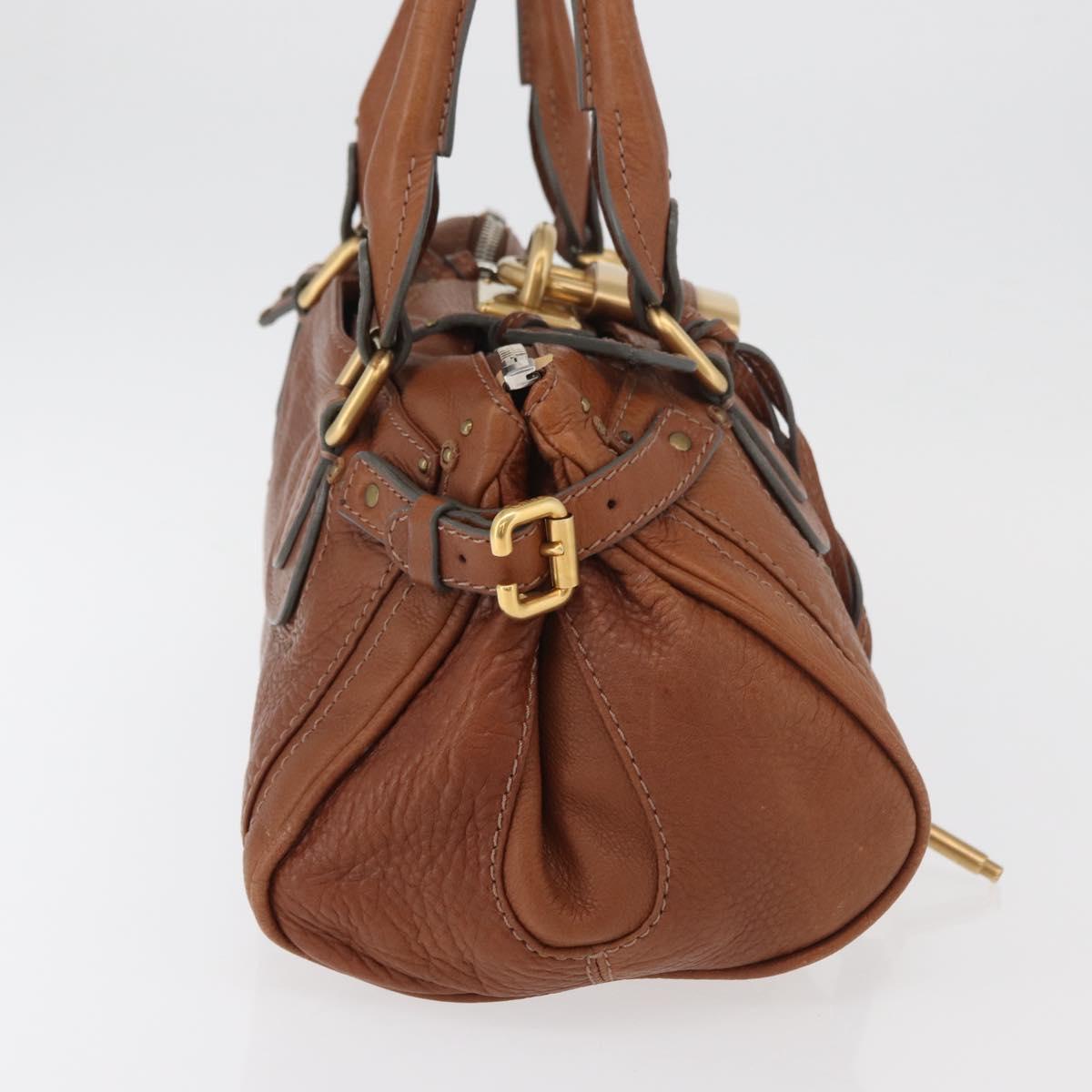 Chloe Paddington Hand Bag Leather Brown Silver gold Auth BA12532A