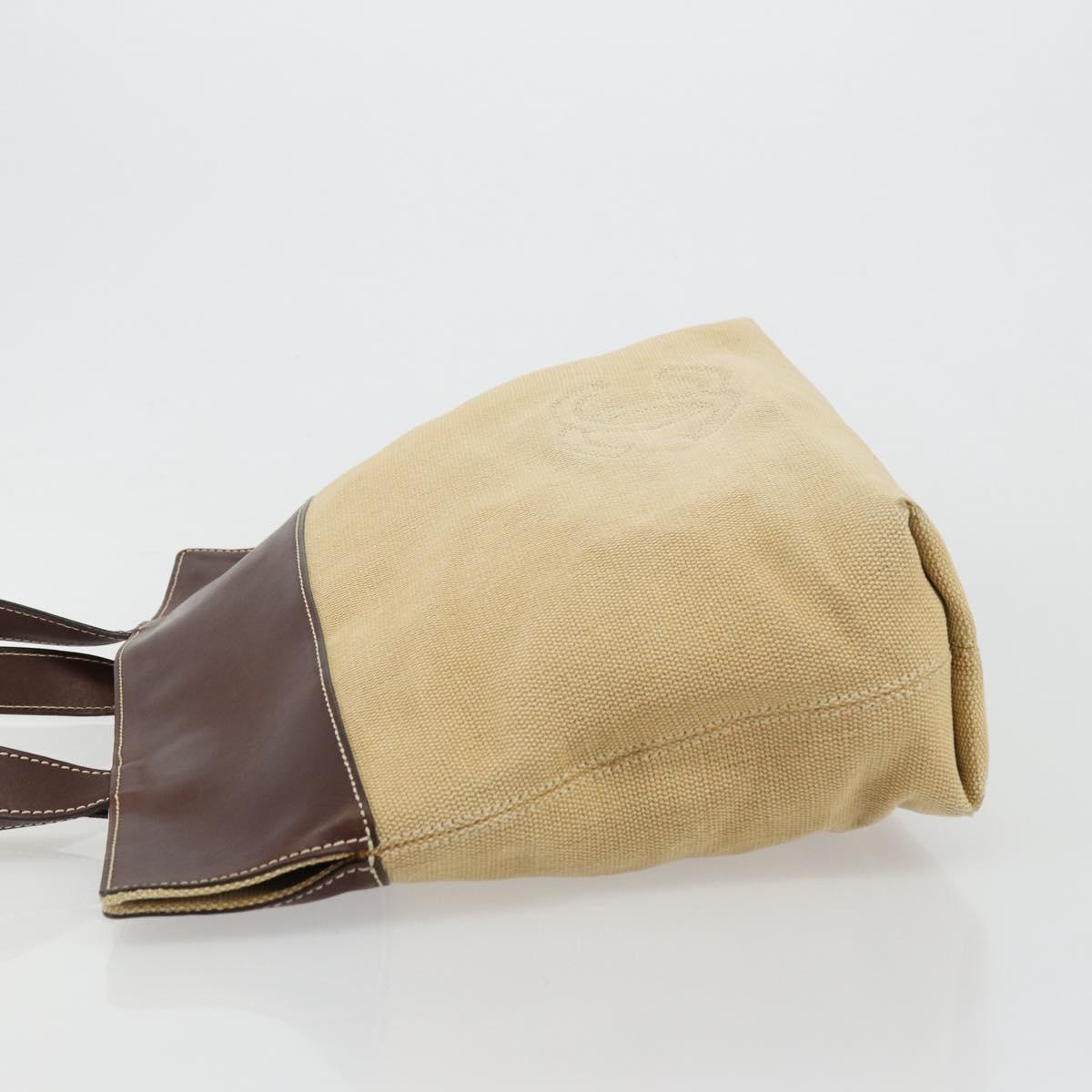 CHANEL Tote Bag Canvas Beige Gold CC Auth BA12533