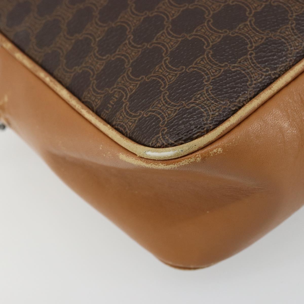 CELINE Macadam Canvas Shoulder Bag PVC Leather Brown Gold Auth BA12535