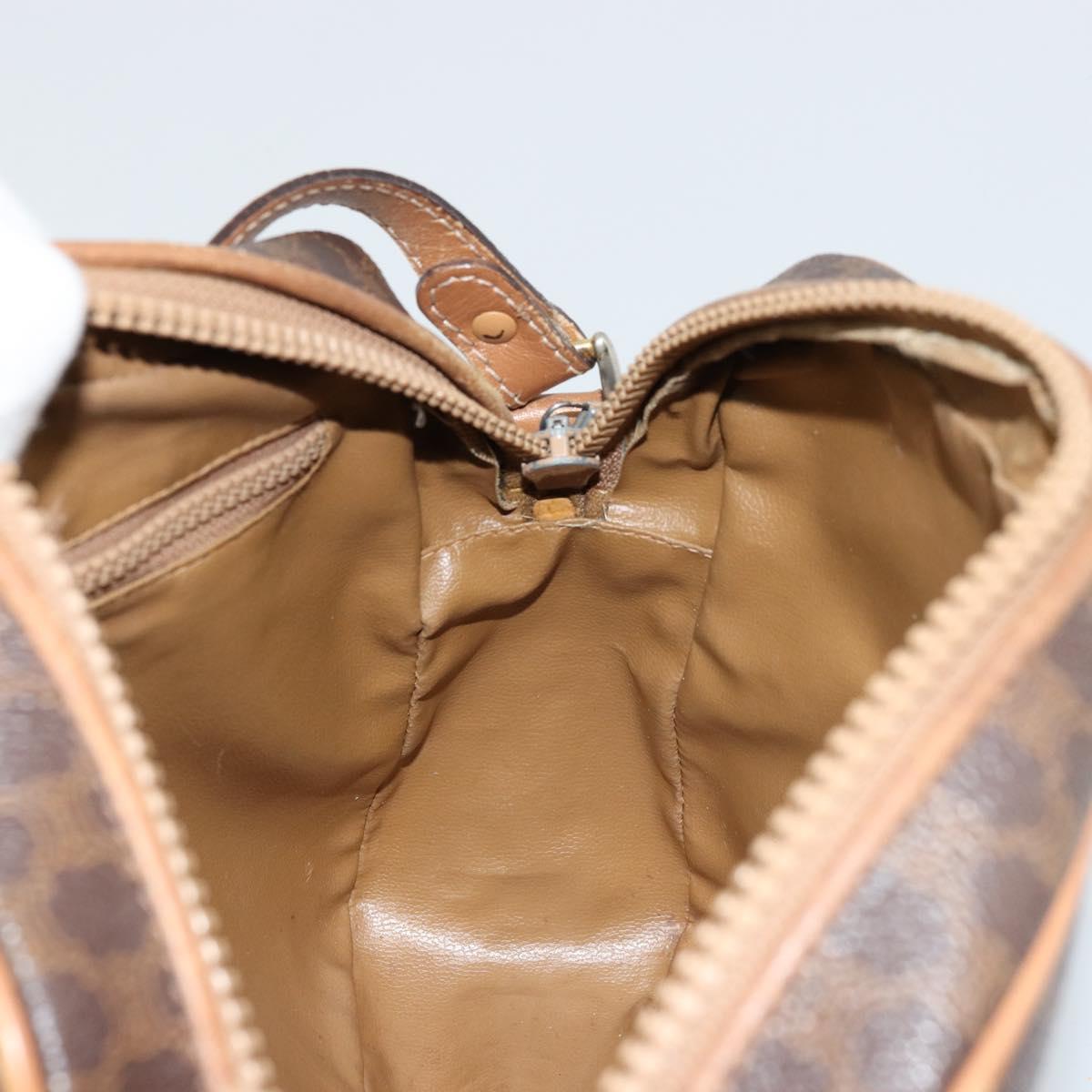 CELINE Macadam Canvas Shoulder Bag PVC Leather Brown Gold Auth BA12535