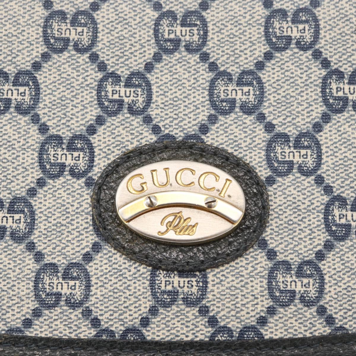 GUCCI GG Plus Supreme Shoulder Bag PVC Navy Gold Auth BA12541