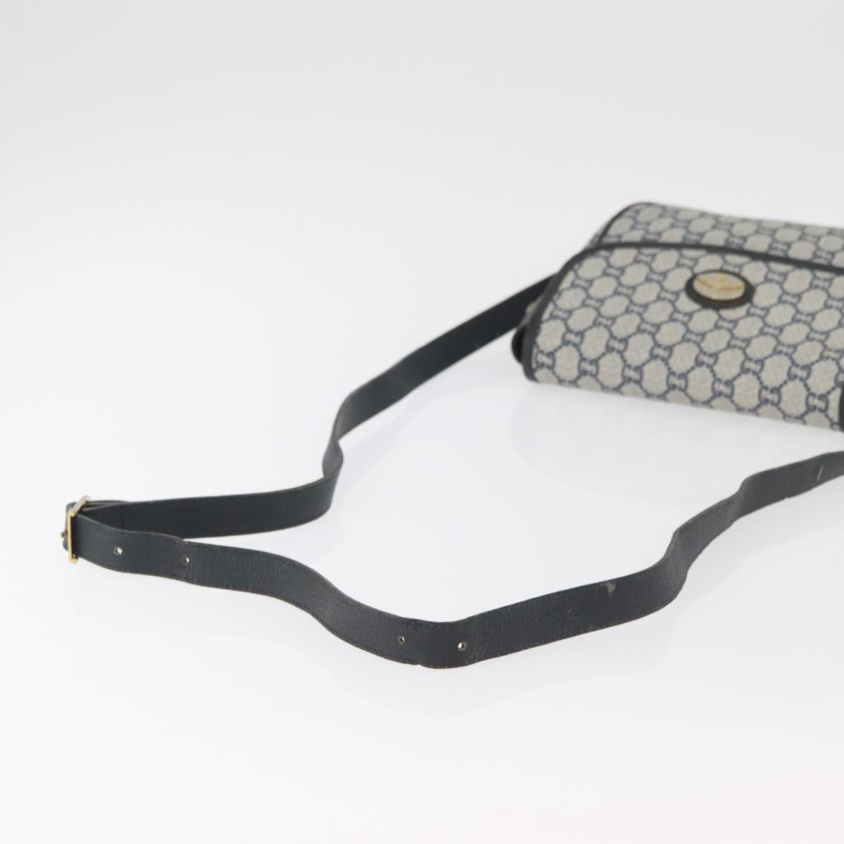 GUCCI GG Plus Supreme Shoulder Bag PVC Navy Gold Auth BA12541