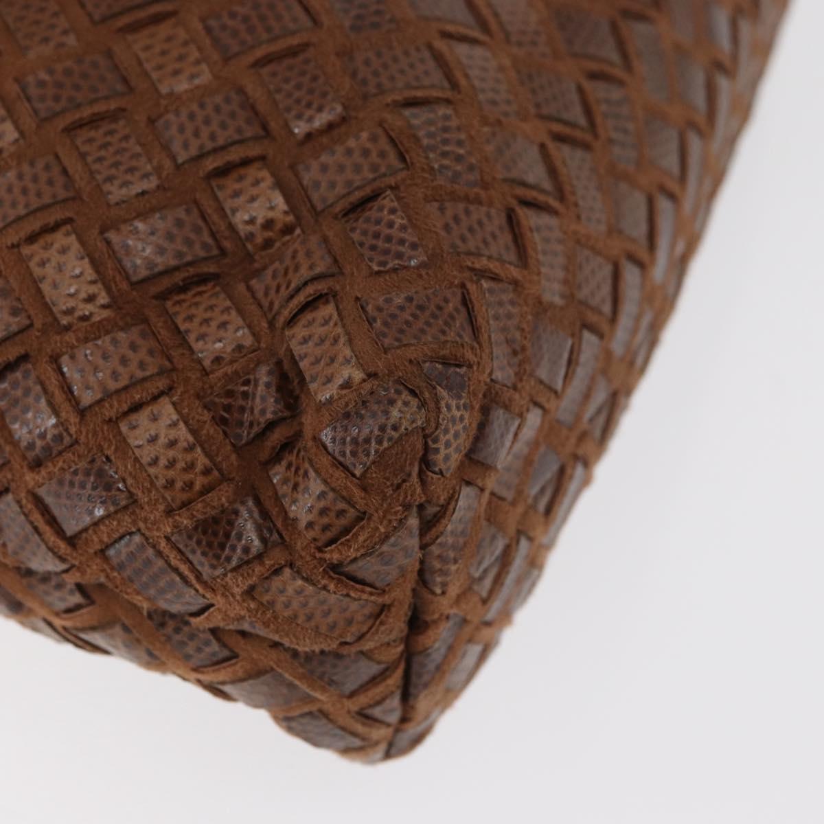BALLY Hand Bag Leather Brown Gold Auth BA12542