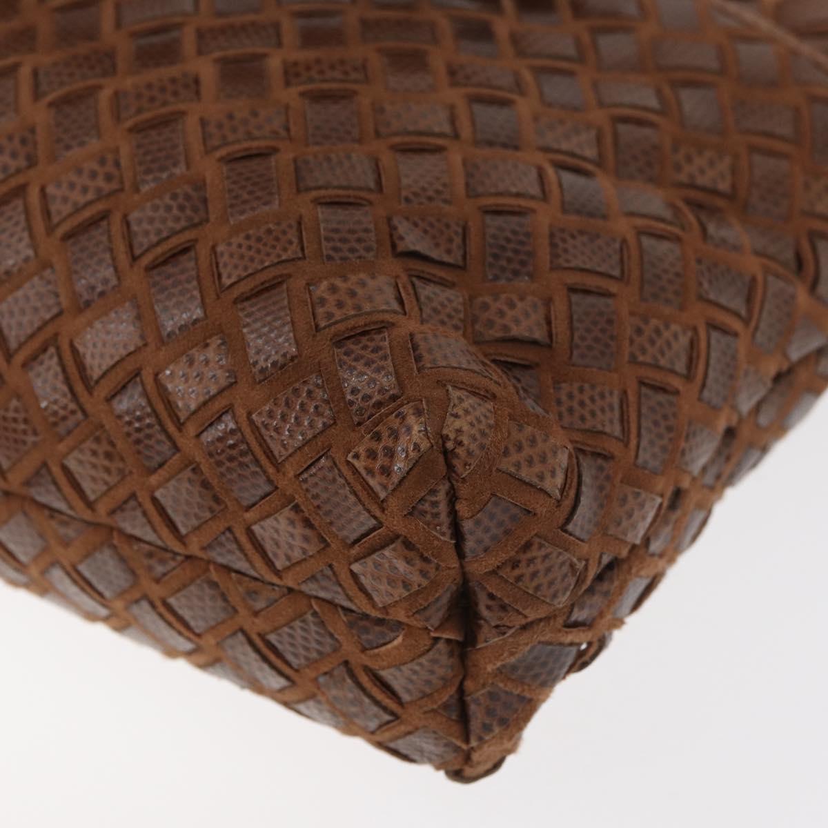 BALLY Hand Bag Leather Brown Gold Auth BA12542