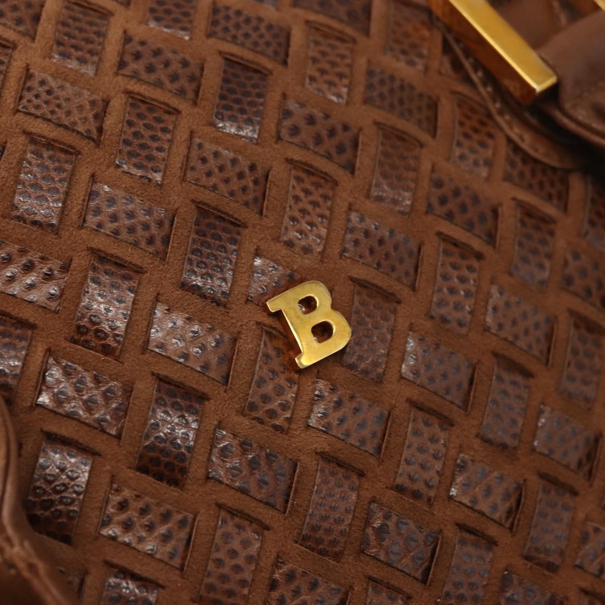 BALLY Hand Bag Leather Brown Gold Auth BA12542