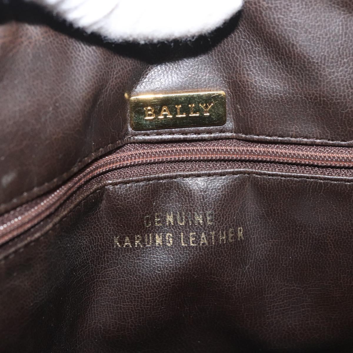 BALLY Hand Bag Leather Brown Gold Auth BA12542